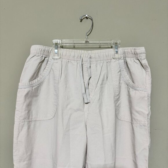 Kim Rogers Khaki Cream Off White Cotton Blend Drawstring Capri Pants – Size XL - Picture 3 of 4